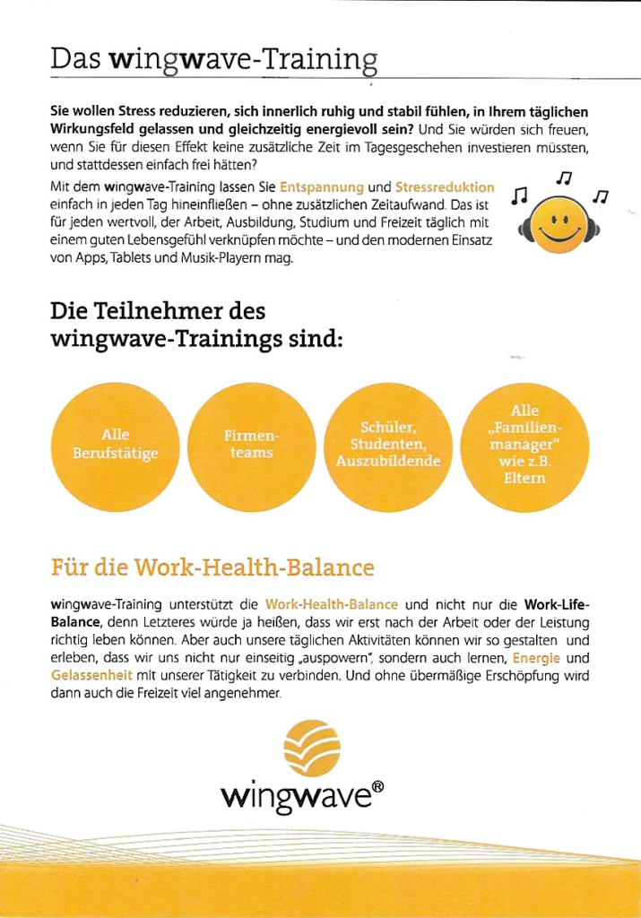Dokument und Erklärung zu Wingwave Training.